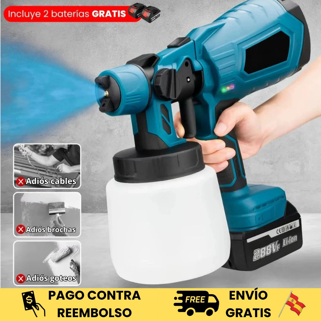 Pistola Pulverizadora Inalámbrica con 2 Baterías – Sin cables, Mangueras Ni Compresores