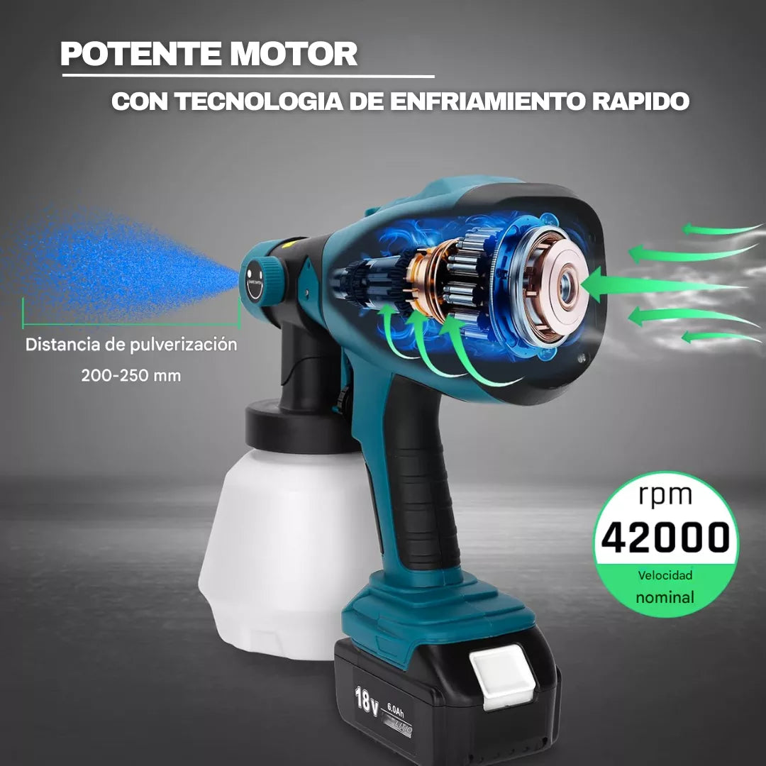 Pistola Pulverizadora Inalámbrica con 2 Baterías – Sin cables, Mangueras Ni Compresores